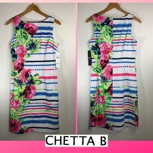 NWT CHETTA B Neon Floral Sheath Sleeveless Dress